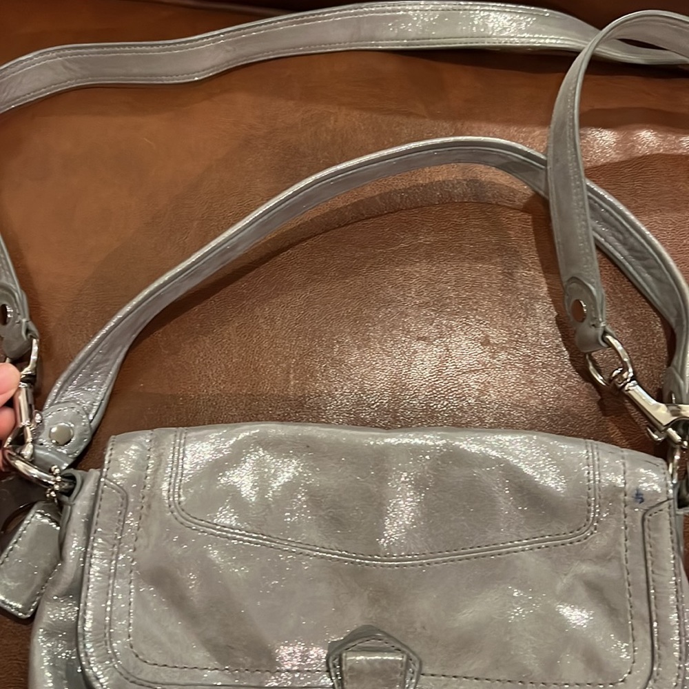 Coach silver shiny purse with buckle type closure - Picture 7 of 7